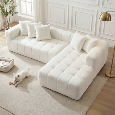 Canapé modulaire en forme de L avec méridienne Boneless Boneless Couches, conception capitonnée Boucle Channel, mobilier de salon.