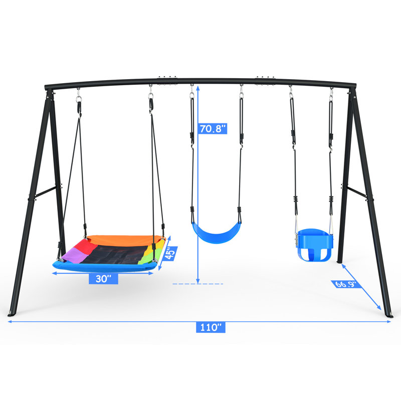 Swing Set with 45" Swing and Toddler Swing, Belt Swing 500lbs