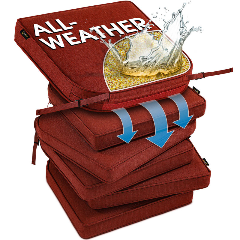 SUNROX All-Weather Outdoor Chair Cushion, 19" H x 19" W, Burgundy