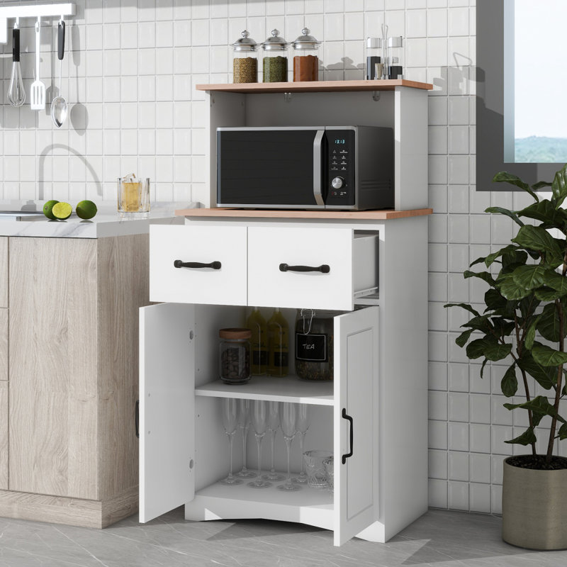 Armoire de cuisine en bois avec garde-manger et micro-ondes avec tiroir de rangement