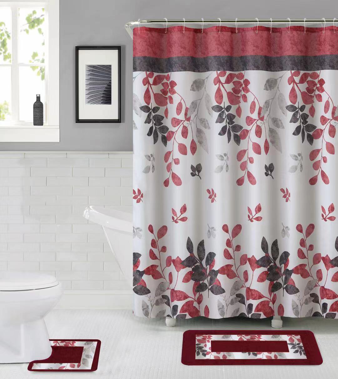 God Jesus Christian Art Shower Curtain Set Bath Mat Non-Slip Toilet Lid  Cover