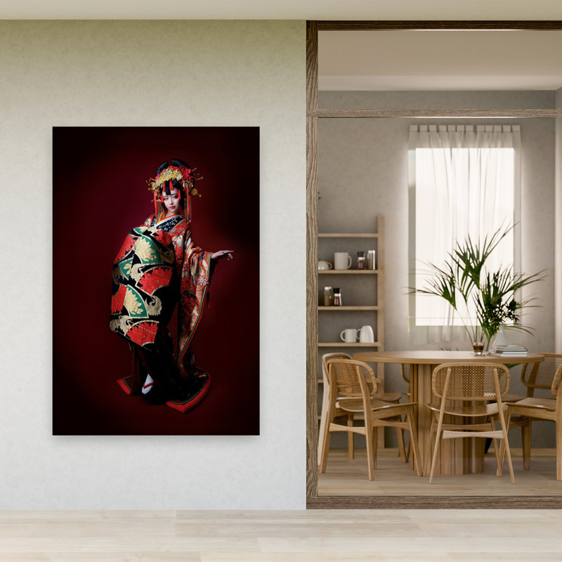 «Elegant Kimono Portrait», art mural élégant et traditionnel, H 60 po x l 40 po