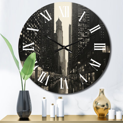 Horloge murale Skyscrapers Urban Elegance IV - Architecture