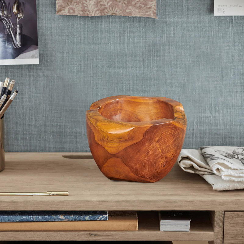 Crenguta Handmade Solid Wood Metal Decorative Bowl - Set of 1