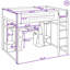 Lit mezzanine double en bois avec bureau intégré, éclairage à DEL RVB et station de charge-714138117