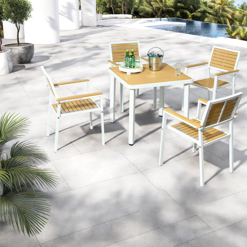 Ensemble de salle à manger de qualité pour patio 5 pièces en aluminium de qualité moderne