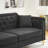 " mid-century modern chenille sofa | tufted buttons & copper nail armrest | 2 pillows | metal legs | stylish living room couch-855021898-855021893