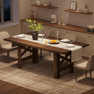 Dining Table for 6-8, 71" Long Large Wooden Farmhouse Kitchen Table with Thick Sturdy Frame, Rectangular Dining Room Dinner Table with Stable Triangular Legs for Kitchen,Office