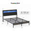 Structure de grand lit avec tête de lit ergonomique Rangement multi-espace, aucun sommier tapissier requis, lit plateforme en métal