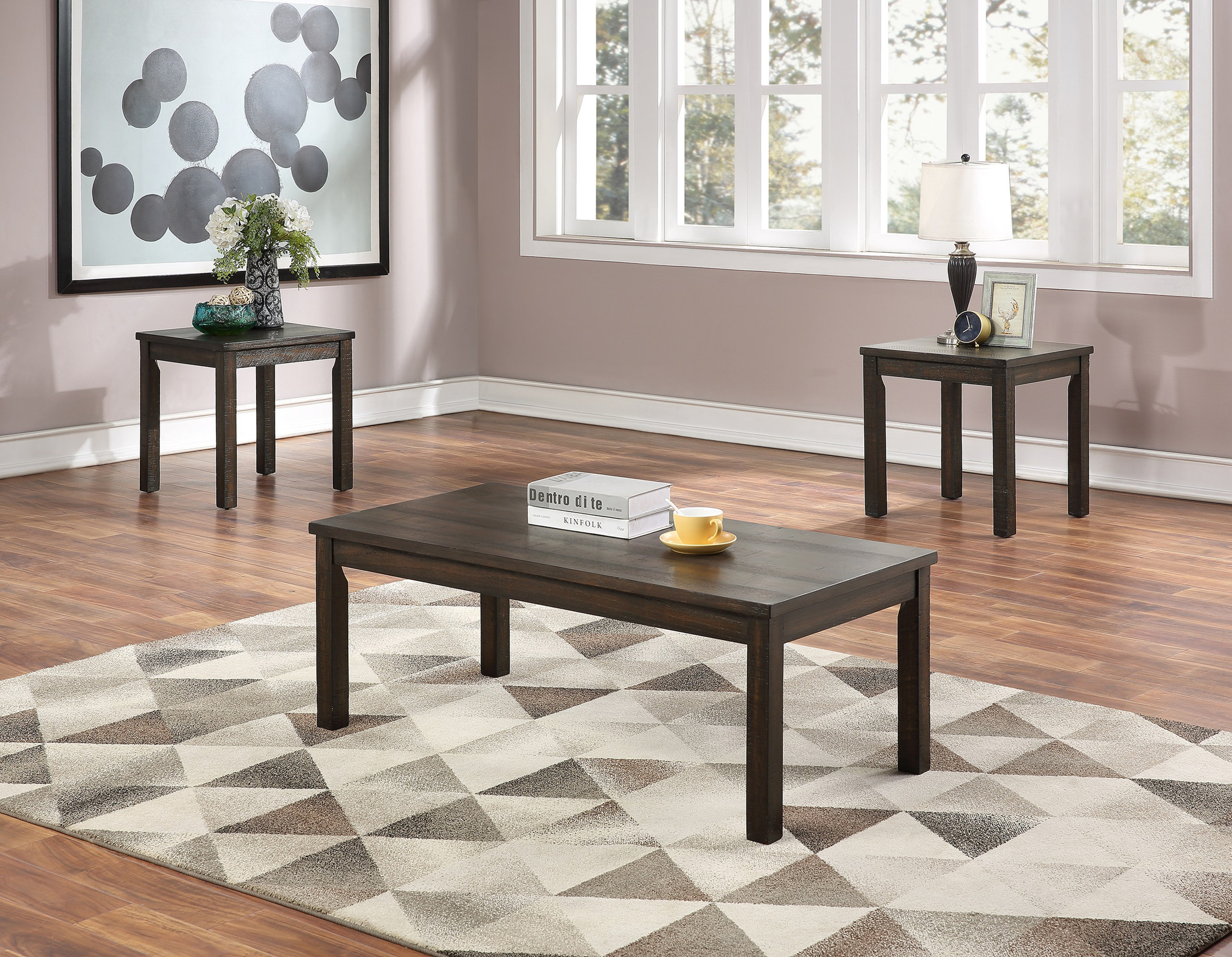 Ebern Designs 3Pc Coffee Tables Set Classic 1X Coffee Table And 2X End ...