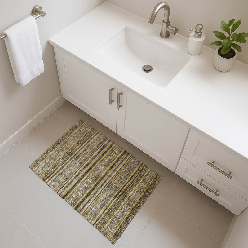 Premium Machine Washable Baford AMF1653 Stripes Rug, Rectangle 1'8" x 2'6"