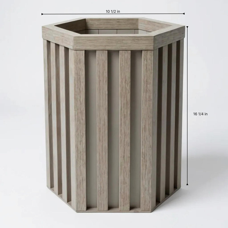 Pot de fleurs hexagonal en forme de colonne - gris-brun, aluminium léger pour une performance à long terme, ouverture de drainage prédécoupée, finition de ton de bois moderne, profondeur de plantation réglable, 9,13 po de largeur, 9,83 lb