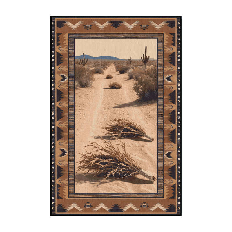  Washable Tumbleweed Trails Southwestern Area Rug, Rectangle 2' x 3'