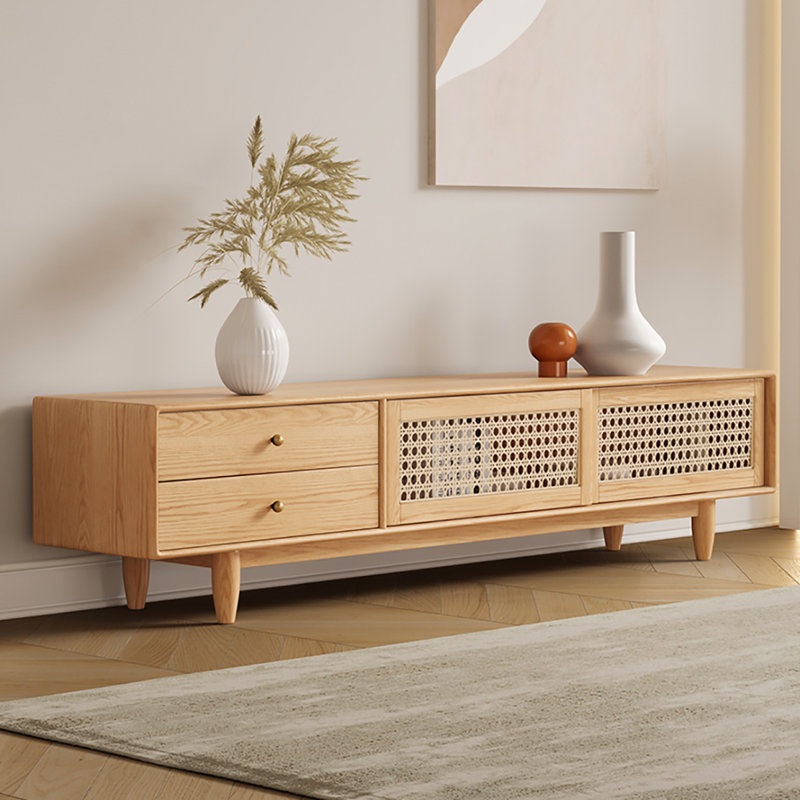 Meuble télé moderne et simple de couleur bois, 78.7"