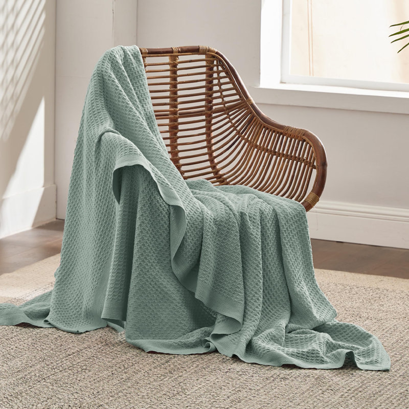 Jeté 100% coton 406 g / m² Literie respirant gaufré GentleSoft ™, Grand lit, Vert sauge
