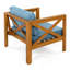 Fauteuil club d'extérieur en bois d'acacia avec coussins (ensemble de 2), ensemble conversation, finition teck, coussin bleu-230731398