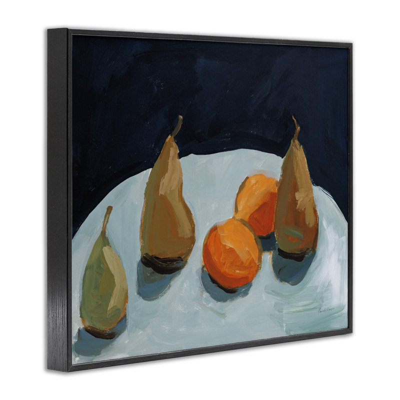 Poire et orange, estampe numérique de Pamela Munger, H 11 po x l 14 po, Giclée encadrée noir minuit