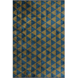 Rapture Geometric Cotton Gold/Teal Blue Area Rug