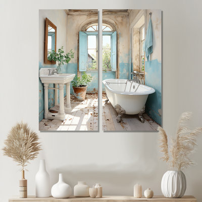 Farmhouse Bathroom Charm I - Humour Laundry Wall 2 panneaux