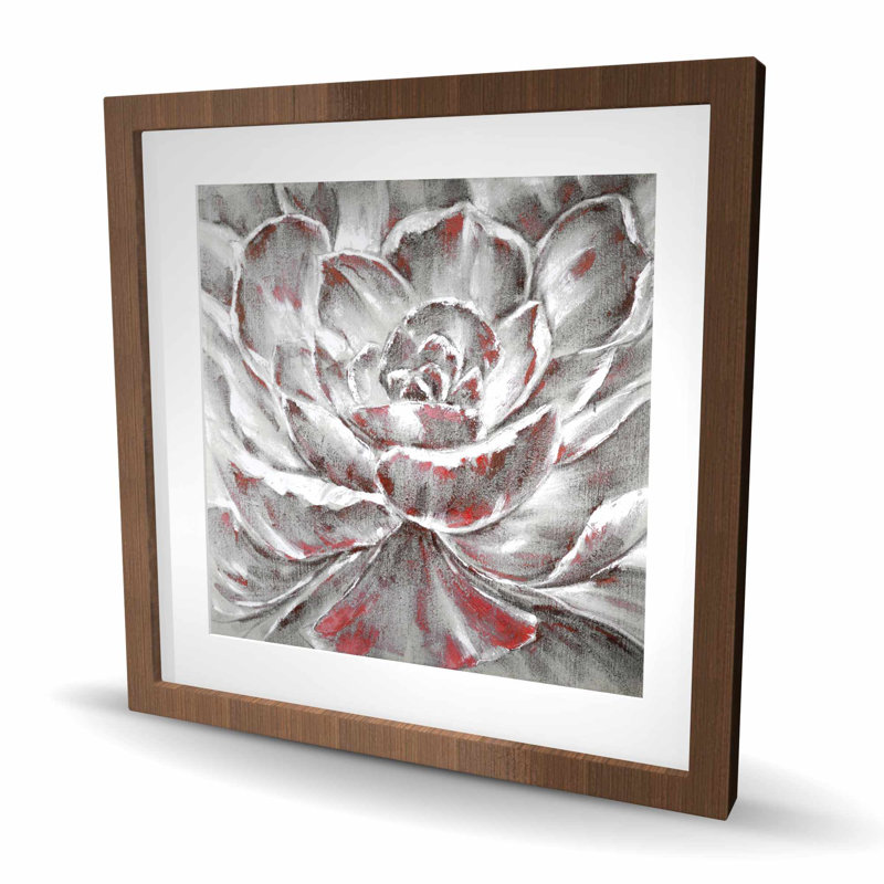 Fleur grise et rose - imprimé floral mat pour la décoration intérieure, H 24 po x l 24 po