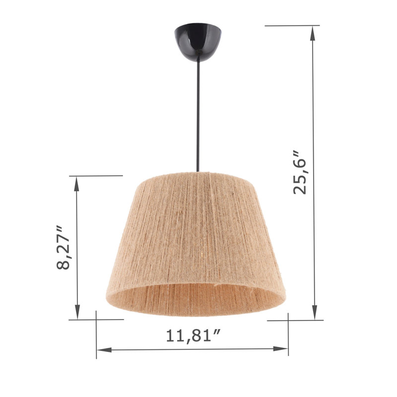 Lustre ajustable en métal avec capuchon en jute