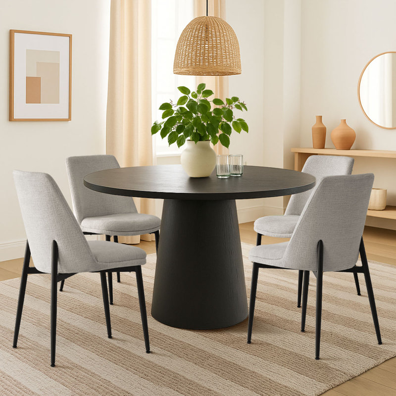 Chenille Upholstered  Dining Chairs, Oatmeal