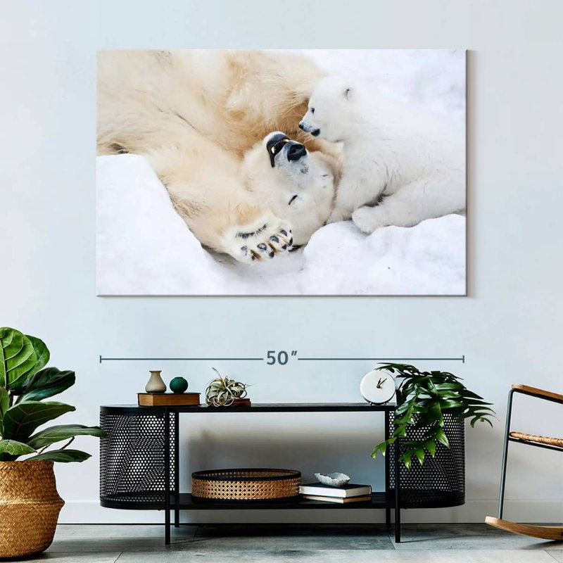 Brampt Polar Bear With Her Cub, 34" H x 51" W