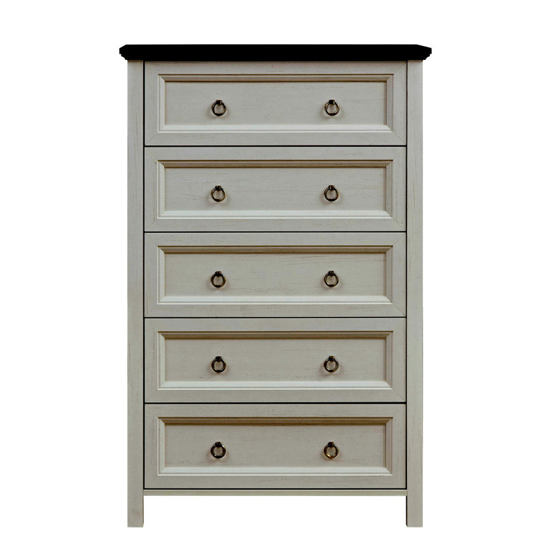Commodes à 5 tiroirs Farmhouse pour chambre à coucher, commode haute rustique en bois, organisateur de commode pour chambre à coucher, salon, couloir