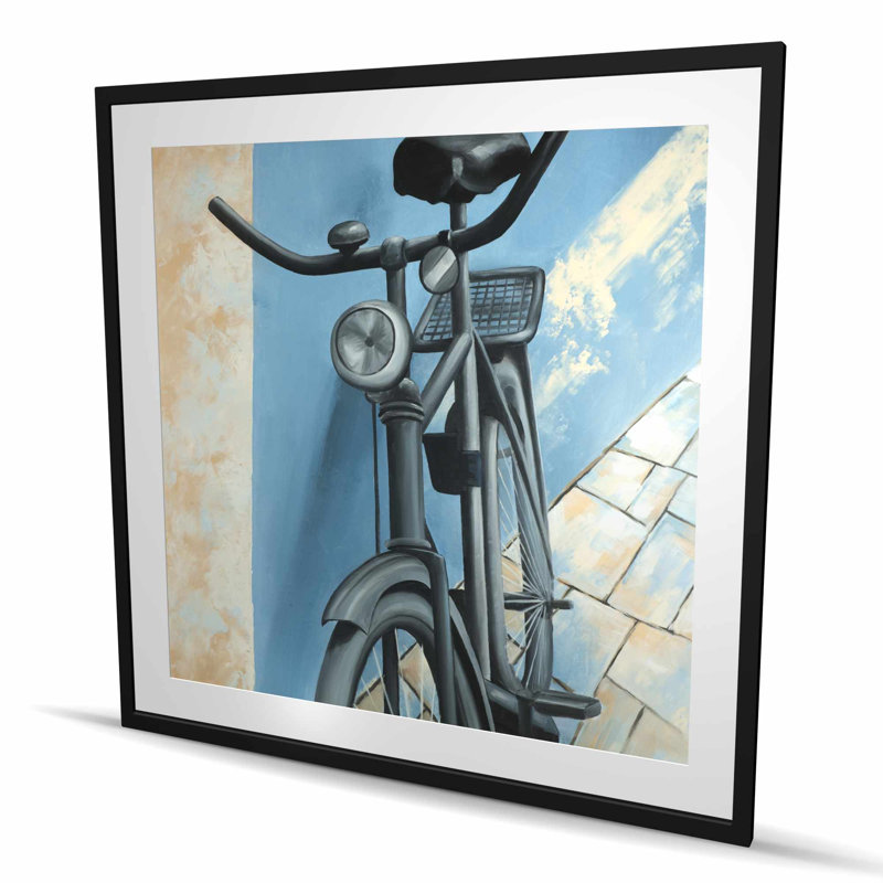 Abandonné à bicyclette - reproduction encadrée mate beige