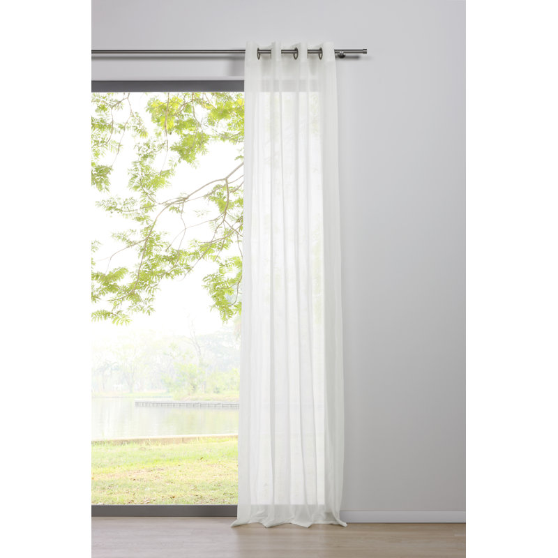 Uni Eyelet Sheer Thermal Curtain, White