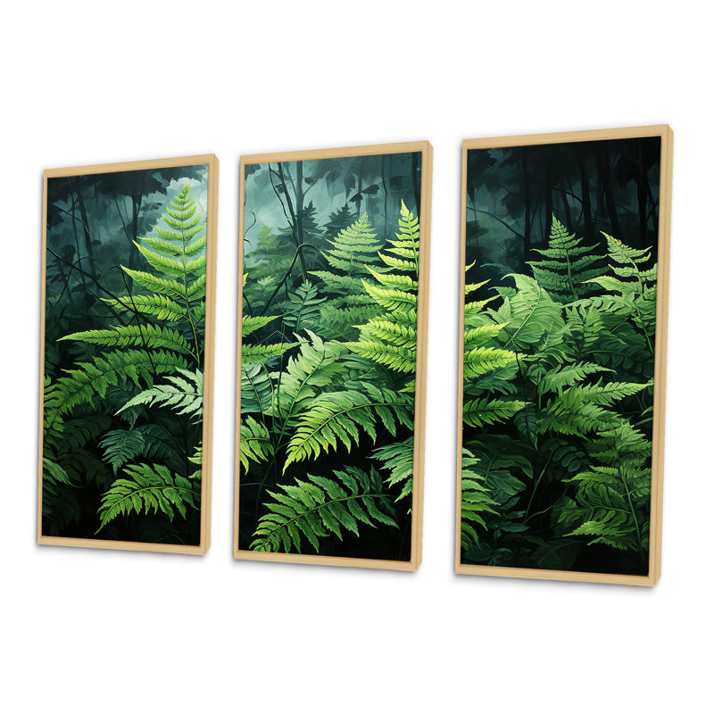 Emerald Green Ferns Forest IV - Plants, ensemble de reproduction d'art mural, H 28 po x l 36 po x P 1 po