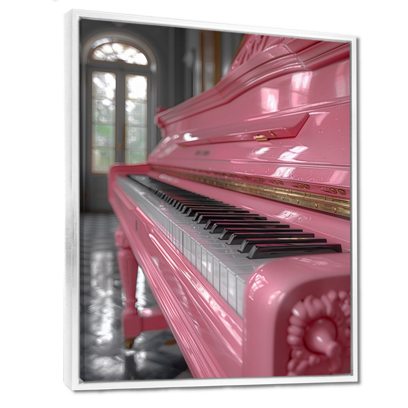 «Pink White 1950S Classic Piano - Music», reproduction d'art mural, Toile tendue, H 34 po x l 44 po