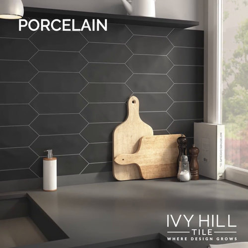 Ivy Hill Tile Russell Black 4 in. x 12 in. Matte Porcelain Floor and Wall Tile (10.76 sq. ft./Case) Ivy Hill Tile Russell Black 4 in. x 12 in. Matte Porcelain Floor and Wall Tile (10.76 sq. ft./Case)