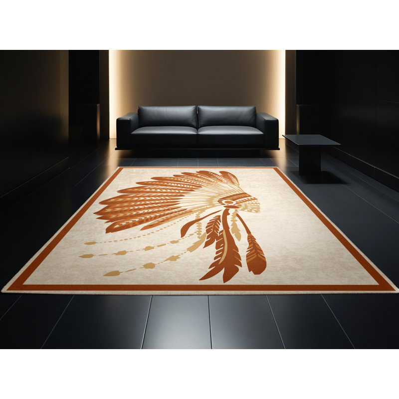 Tapis beige à motif de blocs bohémiens lavables à la machine - Reliure beige, 6 X 9