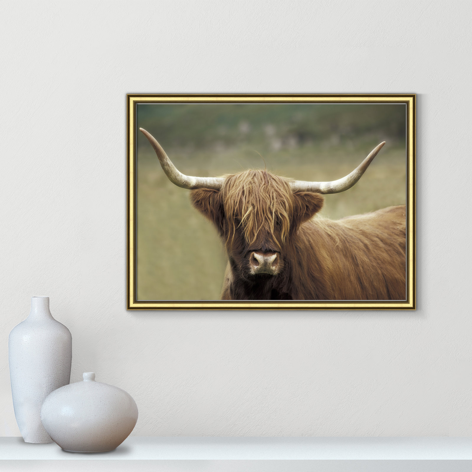 Frederic "Highland Afternoon" Print, 18.25" H x 24.25" W x 0.88" D, Gold Framed