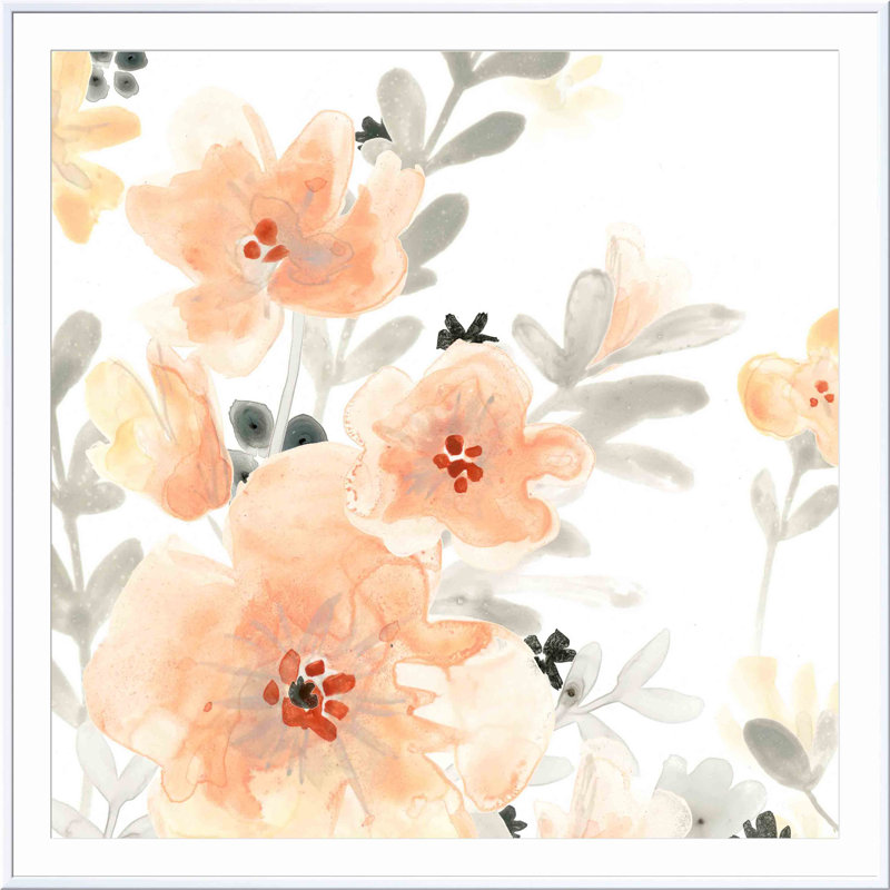 «Blush Garden III» par June Erica Vess - peinture encadrée, Blanc, H 12 po x l 12 po