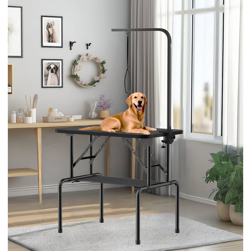 Dog Grooming Table,Foldable Pet Grooming Tables With Adjustable Arm,Clamps,Nooses, Mesh Tray