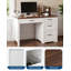 Bureau de direction Farmhouse avec classeur, plateau en bois blanc, tiroirs de rangement, bureau à domicile compact-133426350
