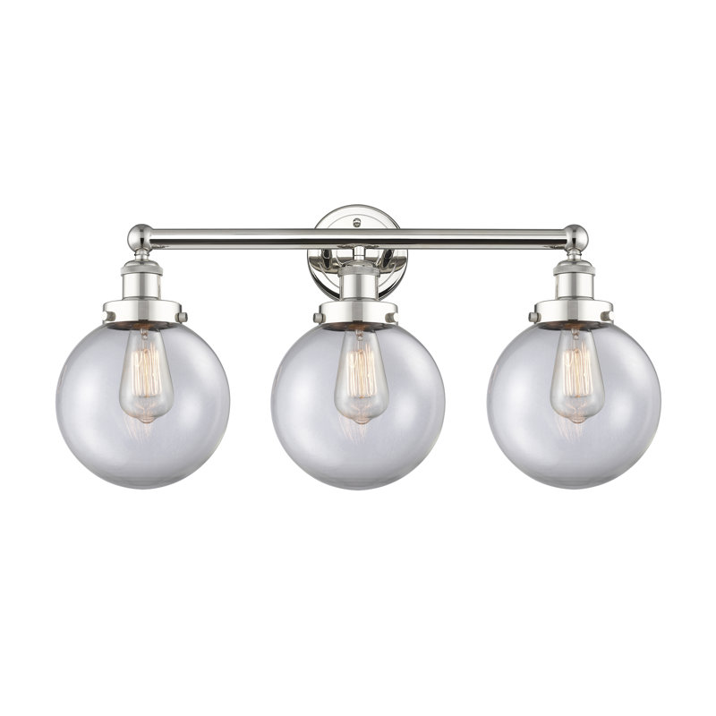 Éclairage pour meuble-lavabo à intensité variable à 3 lumières Alfonsa, Transparent, Nickel poli