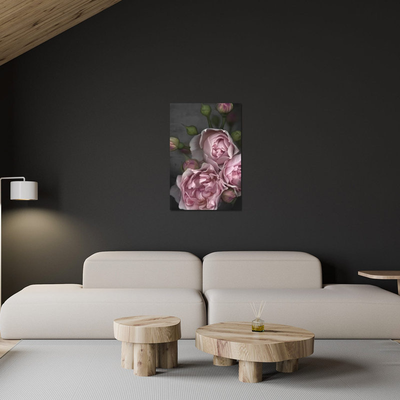 Imprimé pivoine rose sur verre acrylique, H 24 po x l 16 po x P 0,25 po