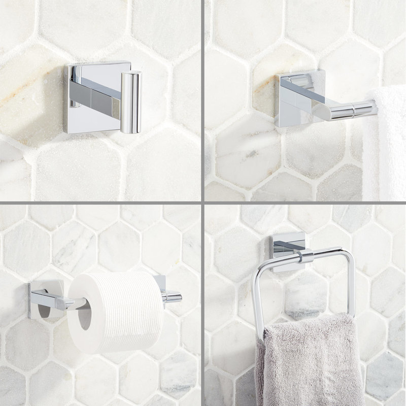 Hibiscus 4 - Piece Bathroom Hardware Set, Chrome