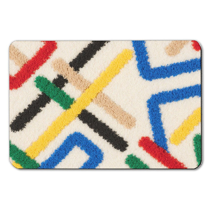 Tapis de bain multicolore à rayures géométriques, 36 po x 24 po