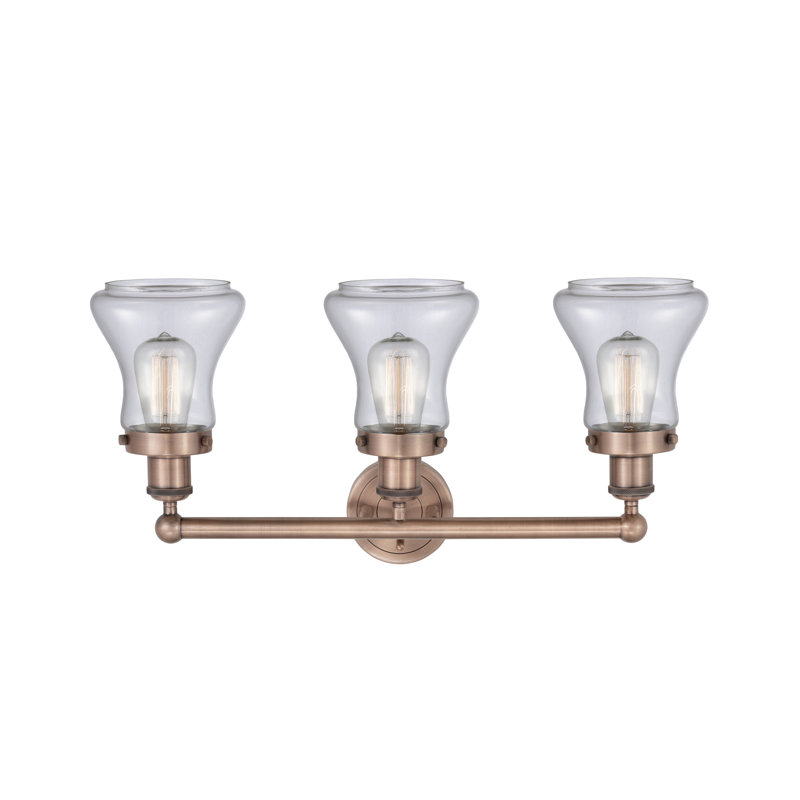 Éclairage pour meuble-lavabo à 3 lumières à intensité variable Asadbek, Transparent, Cuivre antique