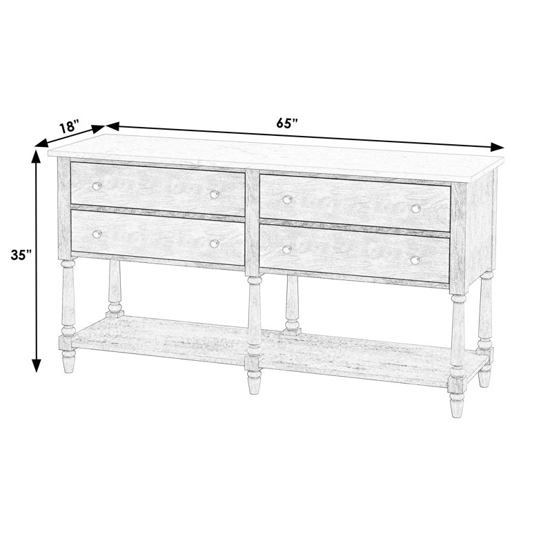 Danielle 65"W Marble Sideboard, Washed Black