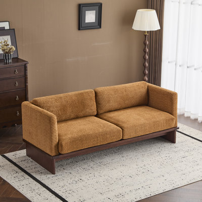 Canapé rembourré 77 po à accoudoirs carrés moderne de 77 po avec base en bois massif - Collection Nomad