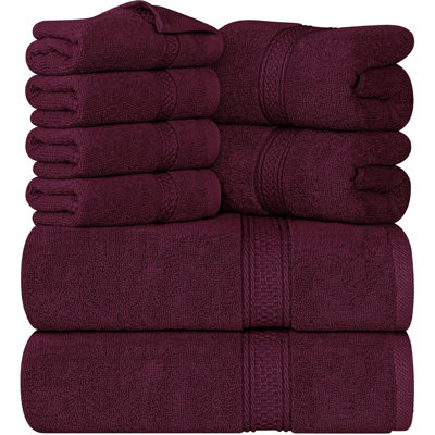 Ensemble de serviettes 8 pièces de qualité supérieure, 2 débarbouillettes, 2 essuie-mains et 4 débarbouillettes, 100 g / m² 100% coton filé à anneaux, serviettes très absorbantes pour salle de bain, salle de sport, hôtel et spa