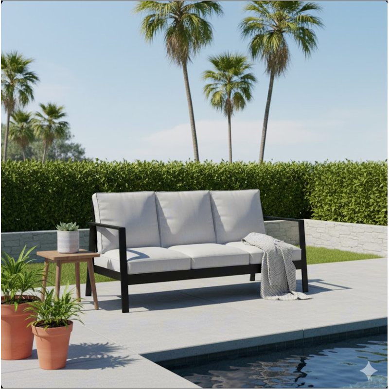 Canapé de patio 75 po 3 places en aluminium toutes saisons, Gris