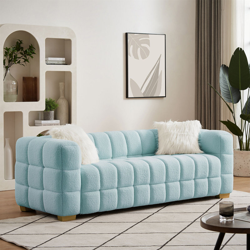 Clintondale 3 Seater Boucle Loveseat, Blue