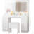 Makeup Vanity Desk with LED Lighted Mirror & Power Outlet & 7 Drawers-1671923503