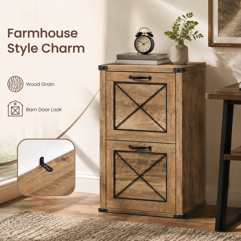 2-Drawer Filing Cabinet and Printer Stand, Brown